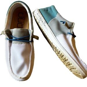 Hey Dude Wally Sox Color Block Shoes Mens Size 10 Coastal Nautical White Grey